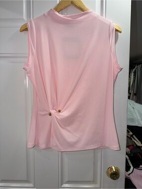 Halston Heritage Soft Pink Sleeveless Twist-Front Tank